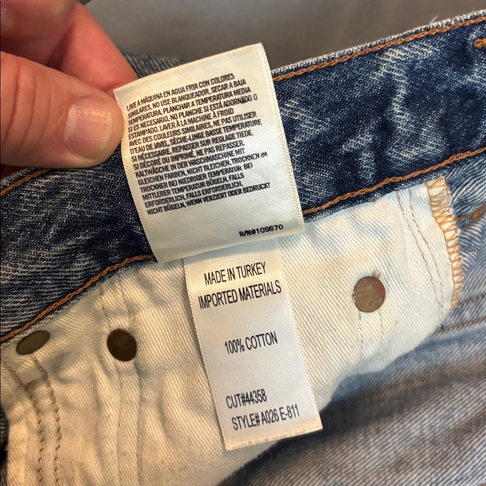 Agolde Blue Distressed Denim Cutoff Shorts - Picture 10 of 10
